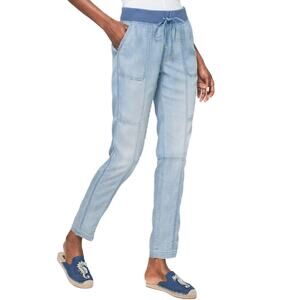 WHITE HOUSE BLACK MARKET Chambray Tapered Ankle Soft Denim Pants Size 10